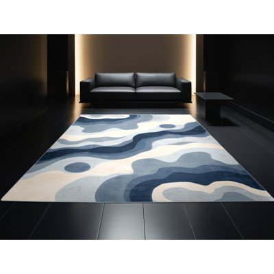 Tapis moelleux moelleux et moelleux à motif abstrait moderne et contemporain gris Ahmad