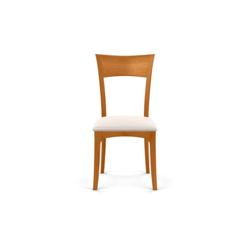 Ingrid Upholstered Dining Chair, Natural Cherry, White Leather