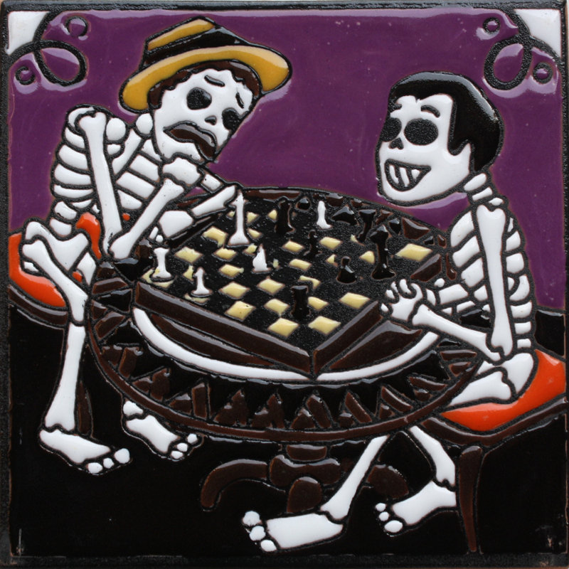 Joueurs d'échecs TalaMex. Carreau d'argile Day-Of-The-Dead
