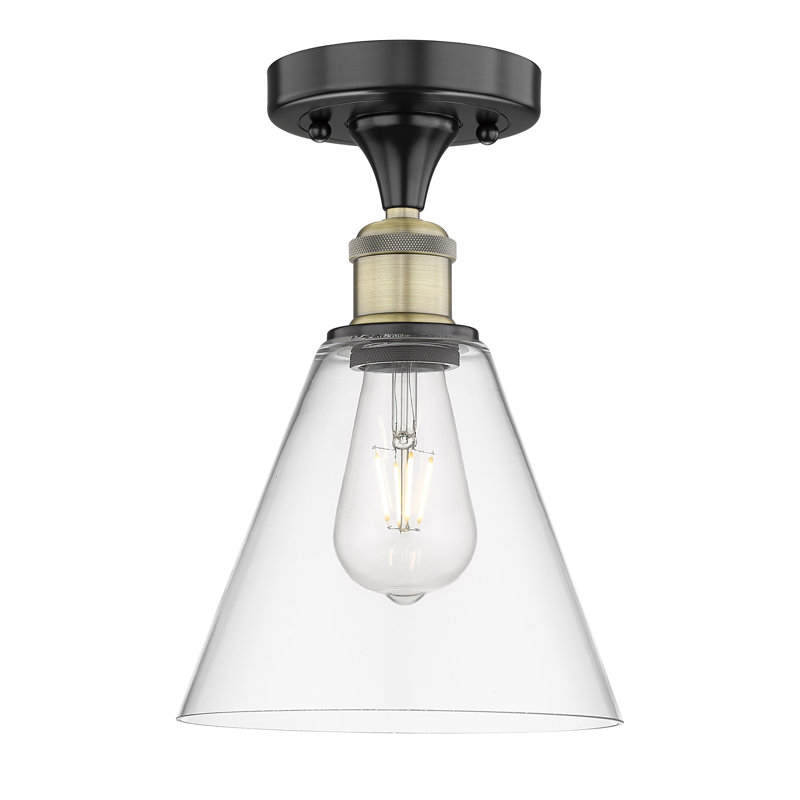 Stabler Glass Semi Flush Mount, Black Antique Brass, Clear