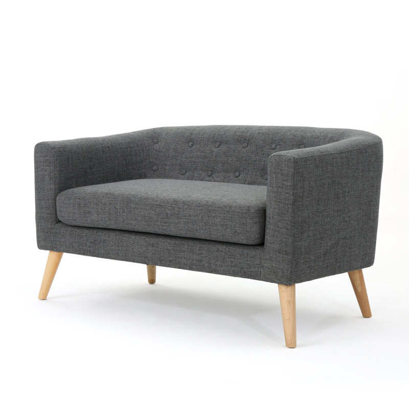 Decato 51.5" Tuxedo Arm Loveseat, Grey 100% Polyester, 28.25" H x 51.5" W x 29.5" D