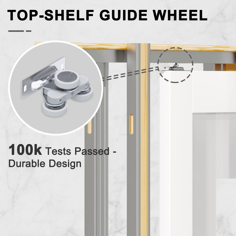 Frosted Glass 5-Lite Sliding Pocket Door White Standard Door with Hardware Kit Set, 32" x 80"