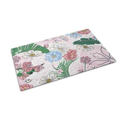 Non-Slip Floral Outdoor Doormat