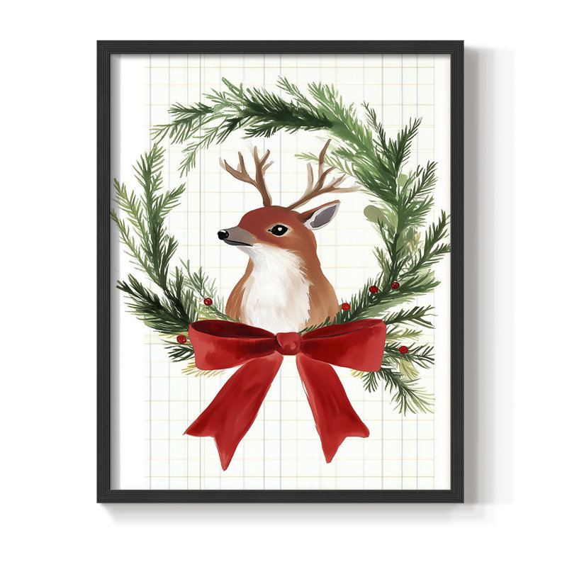 Christmas Holiday Art LXXXIX Framed Print - Solid Wood, 21" H x 17" W, Black