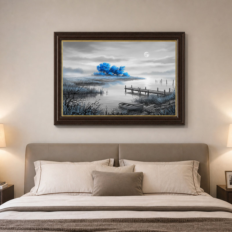 Art mural sur toile Moonlit Lake, H 12 po x l 18 po