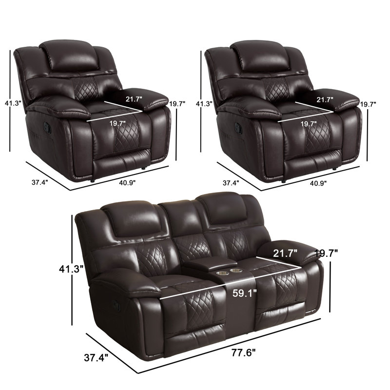 Jepum 3 - Piece Living Room Set, Espresso