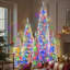 Ensemble de 5 arbres de Noël avec flocons de neige pré-éclairés avec 1820 branches et 350 lumières DEL, 11 modes d'éclairage