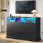 Commode moderne pour chambre à coucher, commode avec tiroirs sans poignée, commode avec lumières à DEL et station de charge, dimensions 50,4 po x l 15,7 po x 36,7 po-2126468626