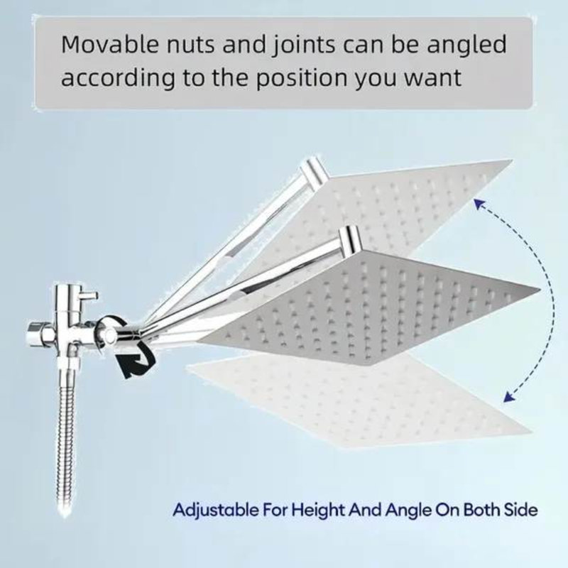 Shanmuyin Square Shower Set - 8"/10" Rain Head + 3-Function Handheld & Adjustable Arm