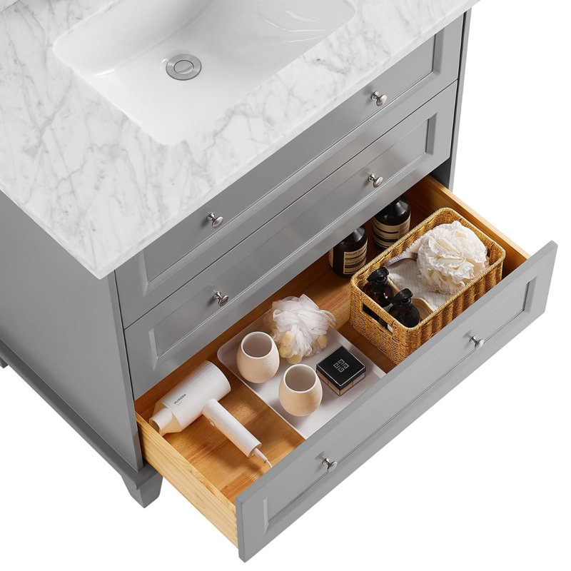 Nora 36" Freestanding Standard Single Bathroom Vanity with Top, Gray