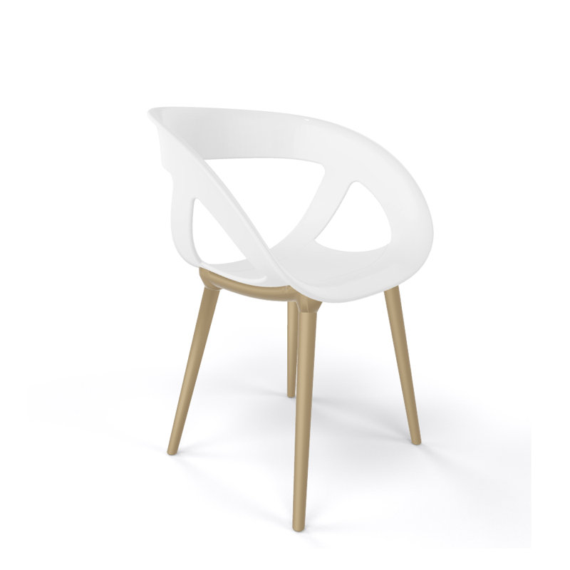 Fauteuil de salle à manger Moema, Tourterelle / blanc