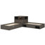 Lit plateforme en L avec armoires de rangement, lit d'angle en bois avec lit gigogne, bureau et lumière DEL-1197098627