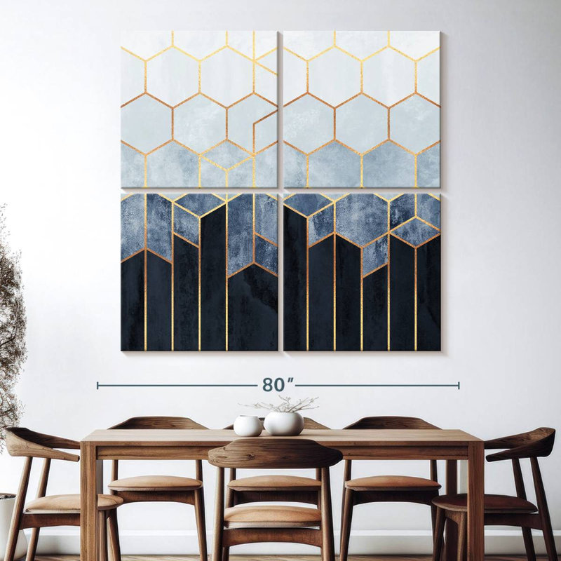 Avery Soft Blue Hexagons, 74'' H x 74'' W