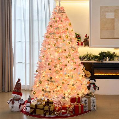 Pre-Lit 7.5ft Pink Christmas Tree with Multicolor Lights