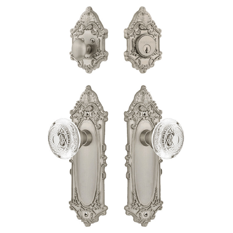Ensemble d'entrée victorien Nostalgic Warehouse avec œuf en cristal et poignée de fléchettes, Nickel satiné, 2.75