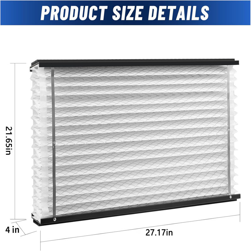 Ensemble de 2 filtres de remplacement AprilAire 213, fournaise MERV 13 CVC 27 x 22 x 4 po, élimination des odeurs de carbone, support en métal pliable pour Space Gard 2200
