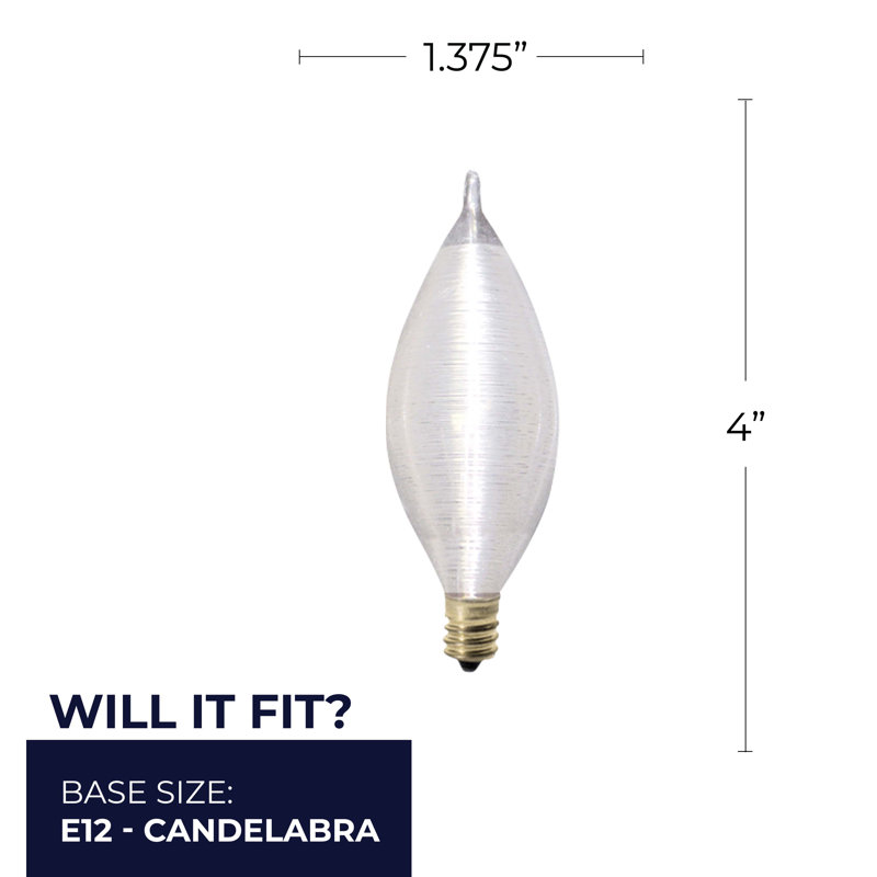 40 watts (équivalent à 40 watts), ampoule incandescente à intensité variable C11, lumière du jour E12 / base candélabre