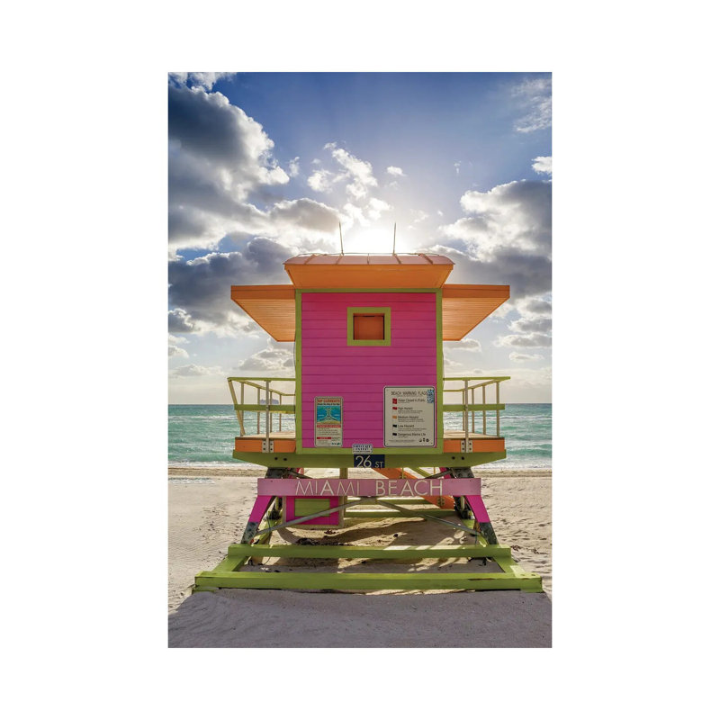 Pink Lifeguard House Vertical, Miami Beach, Florida by Susanne Kremer - Gallery-Wrapped Canvas Giclée on Canvas, Canvas