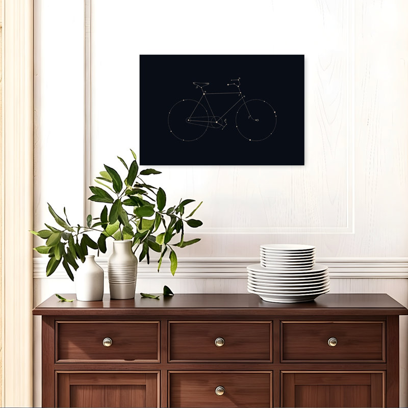 Reproduction d'art mural de paysage contemporain abstrait cosmique bicyclette Constellation, 16" H x 24" W