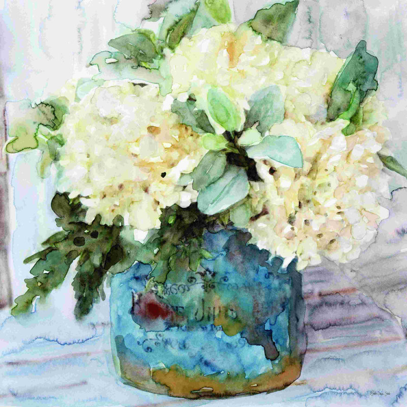 «Country Basket Of Blooms I» par Stellar Design Studio - impression, H 30 po x l 30 po, Oui, Cadre photo noyer