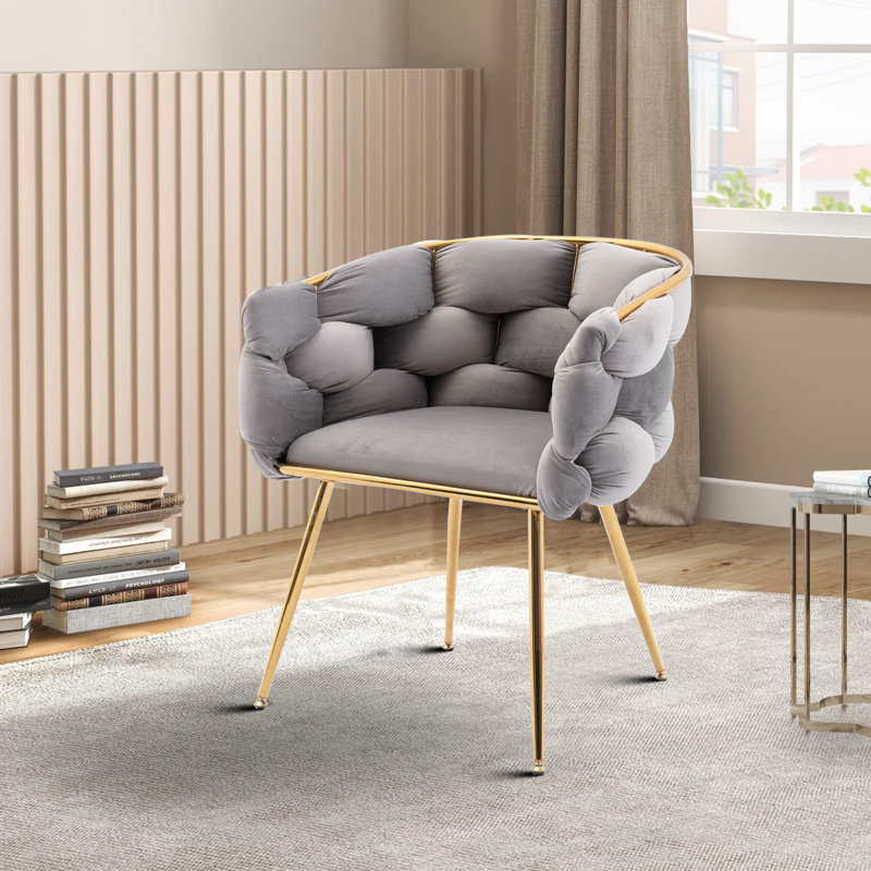Chaise avec accoudoirs en velours Shrea, Gris
