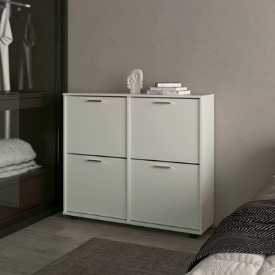 Tilt-Out Shoe Storage Cabinet With Multiple Compartments And Modern Design