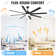 72 Inch Modern Large Design Ceiling Fans With Smart Remote Control 6 Wind Speed DC Motor Black for Living Room