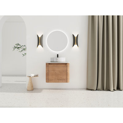 24 - Inch Wall Mounted Bathroom Vanity, Ceramic Art Sink, Soft Close Single Door, Kd Packed Plywood Modern Style, Easy Stain Removal, Left Or Right Opening 24'' Vanity With 1 And Stylish, Comfortable