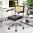 Mid Century Modern Tilting Rattan Back Desk Chair with Wheels