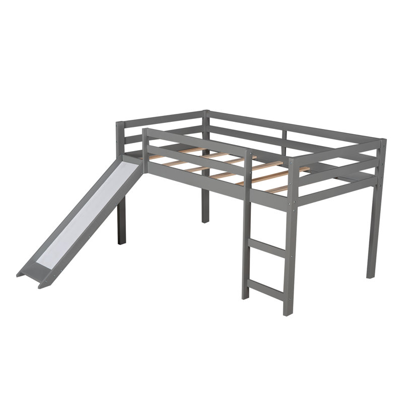Allain Twin Solid Wood Loft Bed by Harper&Bright Designs, Gray