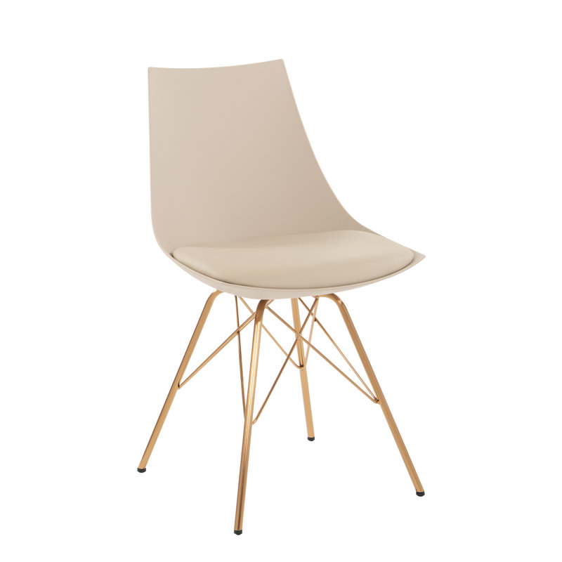 Chunyi 19.75'' H Faux Leather Upholstered Side Chair, Cream/Gold