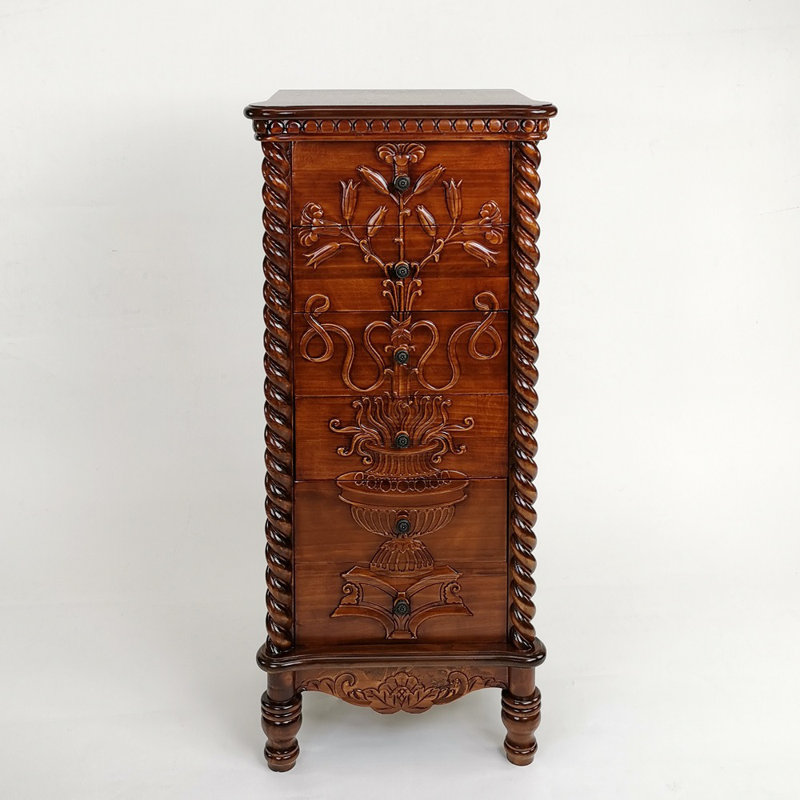 Floral Motif 6 Drawer Chest