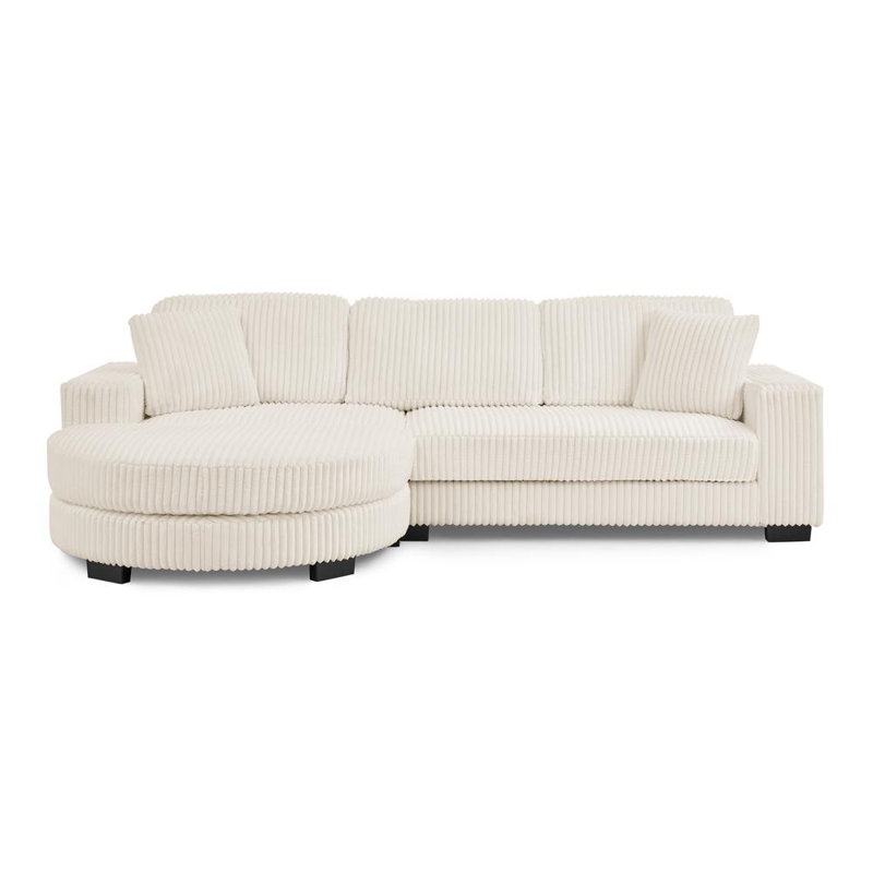 2 - Piece Upholstered Sectional, Beige Corduroy