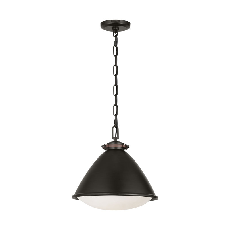 Lauren Ralph Lauren Hayward 1 Light Dining Room Pendant With Milk Shade, Aged Iron, 79.25" H x 13" W x 13" D