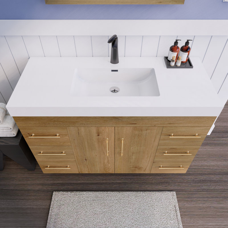 Ensemble de meuble-lavabo simple 48 po Spring, Chêne et teck