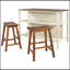 Ensemble d'îlot de cuisine 3 pièces 45 po en bois massif avec 2 sièges, ensemble de table de salle à manger en bois d'hévéa avec 2 tablettes ouvertes pour petits espaces, noyer et blanc crème