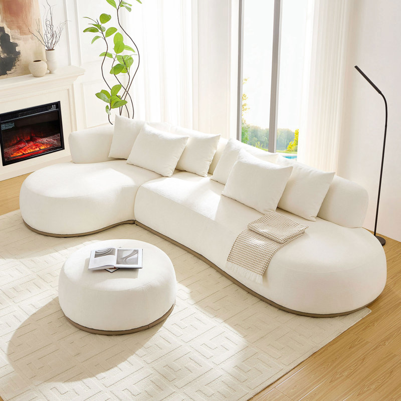 Canapé modulaire surdimensionné en L 134,63 po, Polyester orange