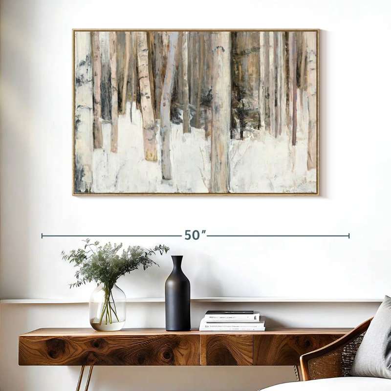 Lumière chaude d'hiver III, Cadre flottant en bois naturel, 40 po x 27 po