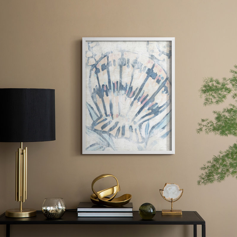 Reproduction encadrée «Beach Shell Fresco III» - bois massif, H 11 po x l 9 po, Blanc