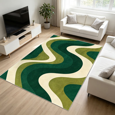 Tapis à motif géométrique moderne de 1 pièce pour le salon, doux et confortable, convenant à toutes les saisons, facile à entretenir, tapis de sol intérieur lavable à la machine, ferme sous la table convenant à la chambre à coucher, à la salle à manger, au bureau, au patio, au balcon.