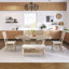 6-Piece Wood Dining Table Set Kitchen Table Set With Long Bench And 4 Dining Chairs, Modern Style, Natural