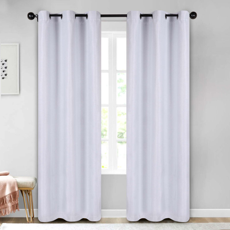 Polyester Thermal Insulated Room Darkening Curtain Panels, 42" W x 96" L, Platinum