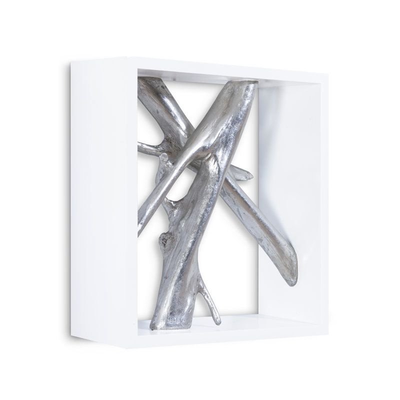 Décoration murale Cast Naturals Branches, Argent/blanc