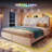 Velvet Upholstered Queen Bed Frame With Adjustable Headboard And Led Light, Platform Bed Frame With 2 Storage Drawers And Charging Station-1346104157-1342279880