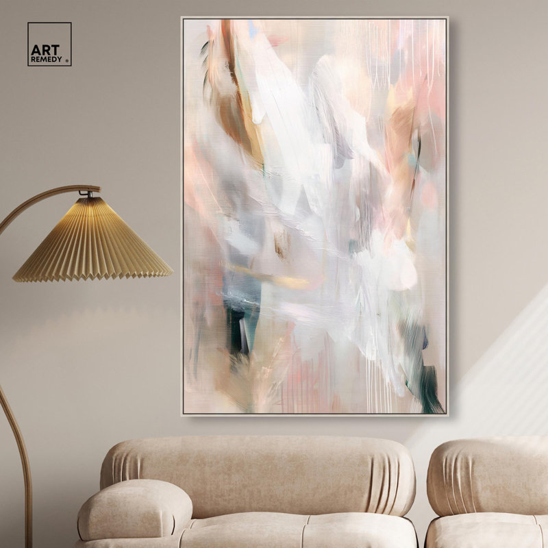Décoration murale moderne Drifting Colors I par Art Remedy, H 31 po x l 21 po, Cadre flottant, Argent argent