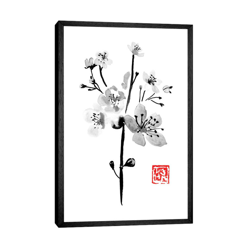 Sakura by Péchane - Painting on Canvas, Black Framed, 101.6 cm H x 66.04 cm W