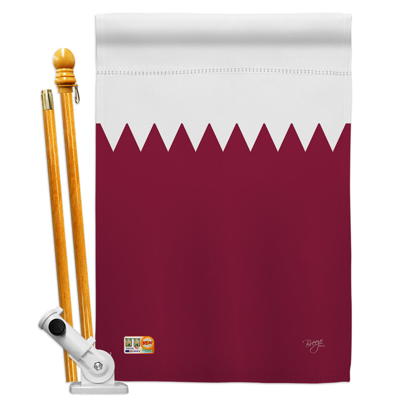 Drapeau du Qatar du monde, impression verticale à 2 faces de 25 x 40 po Ensemble de drapeaux