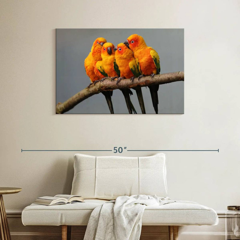 Wild Sun Parakeets, 26" H x 39" W