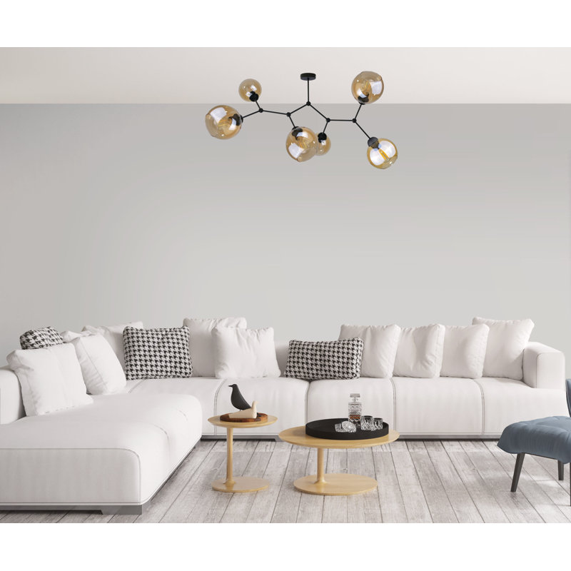 Geri Glass Semi Flush Mount, Yellow