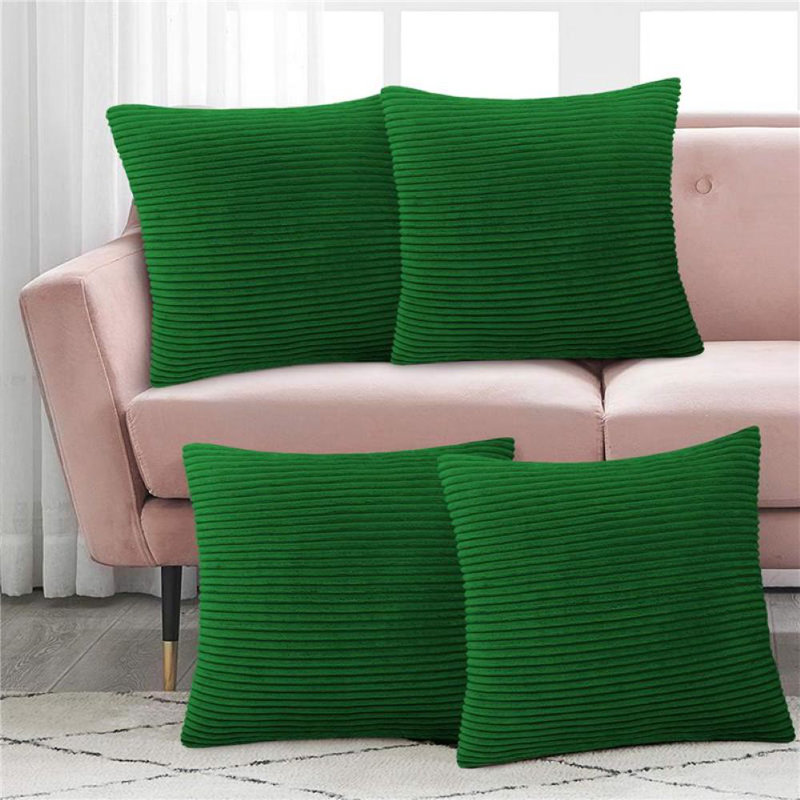 Striped Square Euro Cushion Cover, Emerald